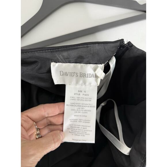 Davids Bridal, Black Mini, Ruched Strapless Cocktail Dress, Size 12 - Picture 8 of 8